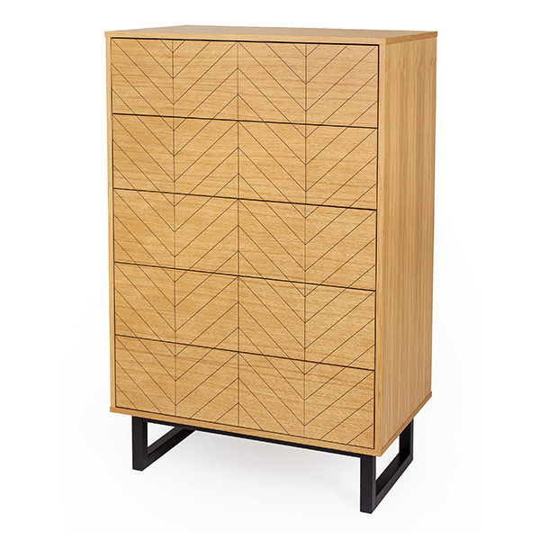 Comoda maro/neagra din lemn 80 cm Camden Herringbone Woodman