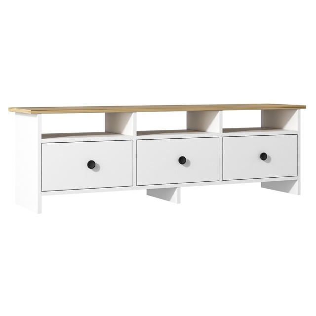 Comoda TV alba/maro din lemn 150 cm Oslo The Home Collection