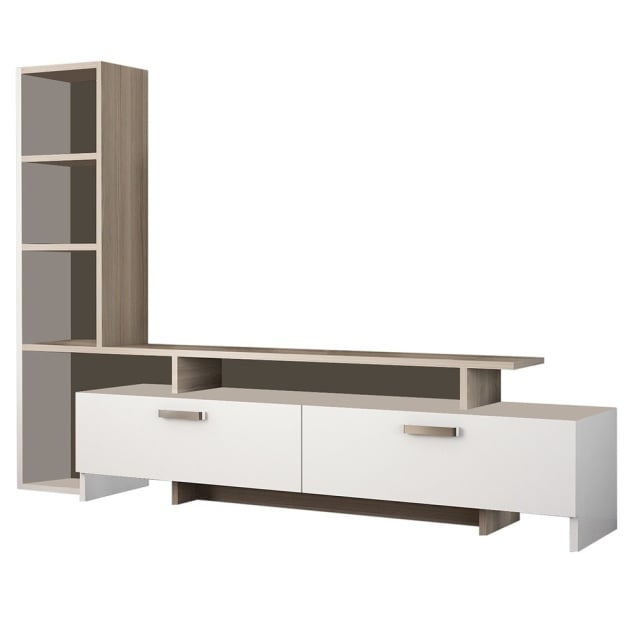 Comoda TV alba/maro din lemn 168 cm Simal The Home Collection