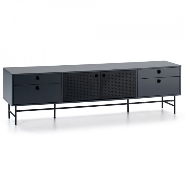 Comoda TV albastra/neagra din metal 180 cm Punto Teulat