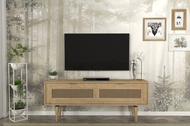 Comoda TV maro din lemn 140 cm Hazeran The Home Collection