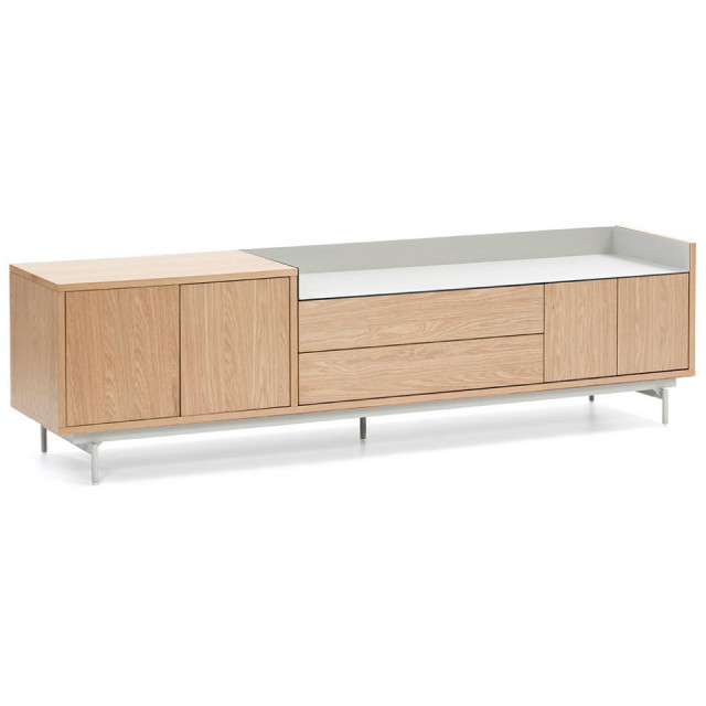 Comoda TV maro/gri din lemn 180 cm Valley Teulat