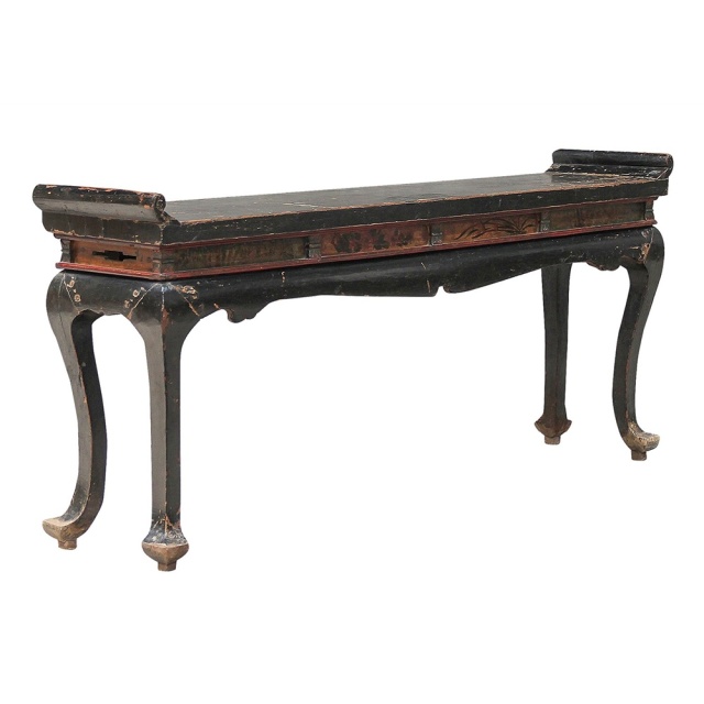 Consola neagra din lemn 210 cm Qinghai Large Versmissen