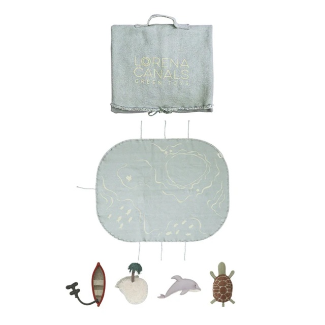 Covor de joaca cu 4 accesorii multicolor din bumbac 50x65 cm The Island Lorena Canals