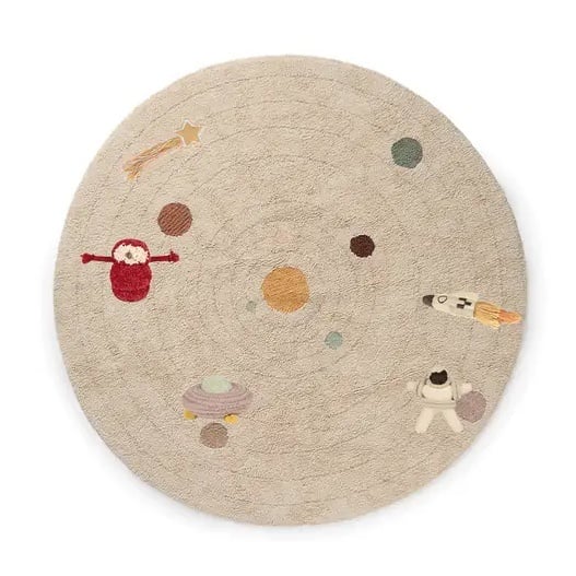 Covor de joaca cu 5 accesorii multicolor din bumbac 150 cm Solar System Lorena Canals