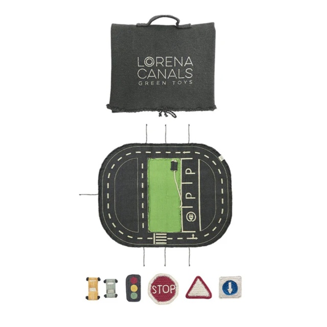 Covor de joaca cu 6 accesorii multicolor din bumbac 50x65 cm Eco City Lorena Canals
