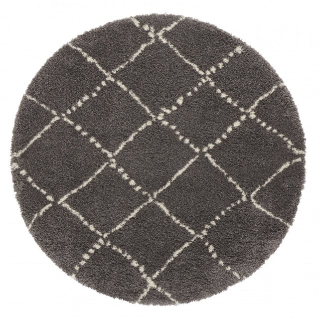 Covor gri inchis/crem din fibre sintetice Allure Hash Round Mint Rugs (diverse dimensiuni)