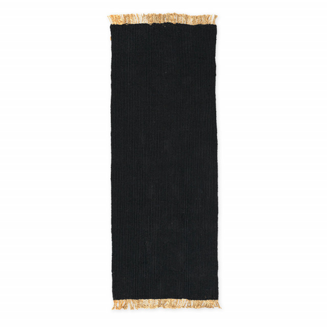 Covor negru din fibre 80x200 cm Block Ferm Living