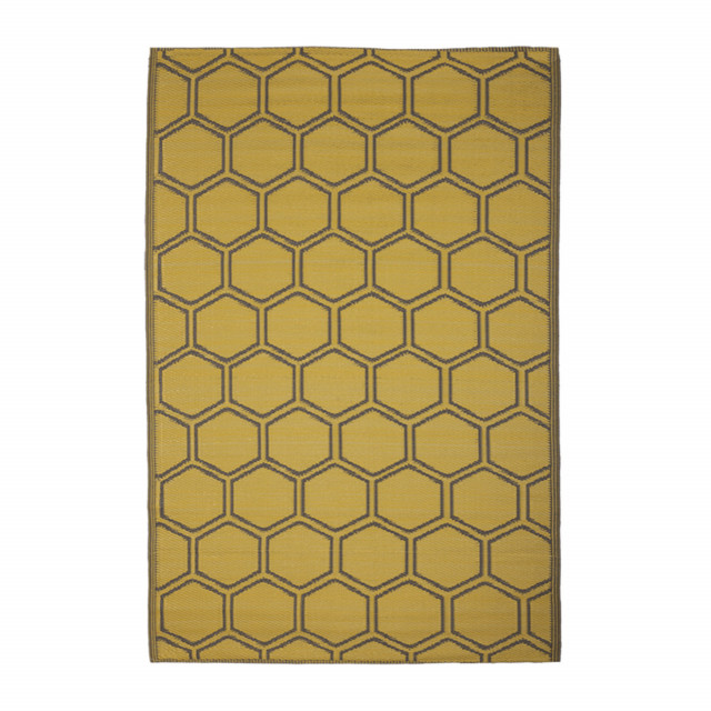 Covor reversibil pentru exterior galben/maro din polipropilena 120x179 cm Graphic Esschert Design