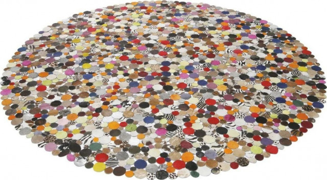 Covor rotund multicolor din blana 250 cm Circle Kare