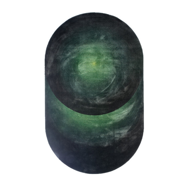 Covor verde/negru din fibre sintetice 180x300 cm Oval Pols Potten