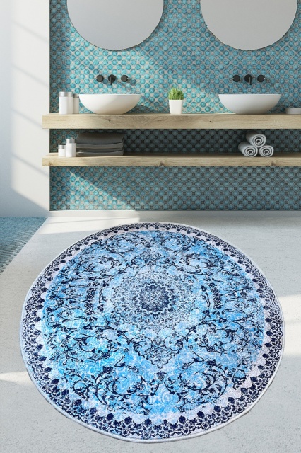 Covoras de baie multicolor din fibre sintetice 160 cm Raiya The Home Collection