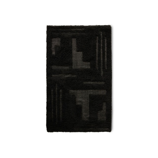 Covoras pentru baie gri/negru din bumbac 70x120 cm Simplicity HKliving