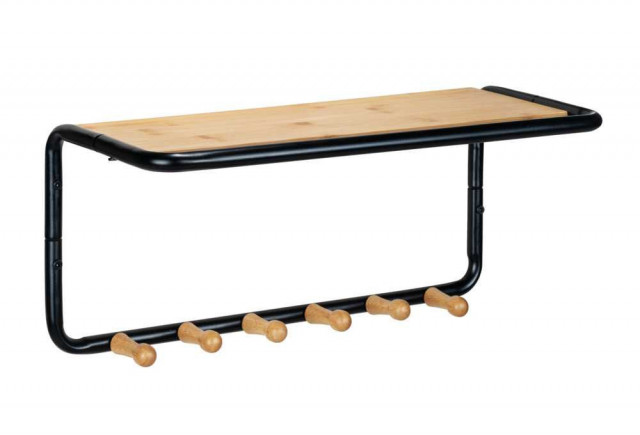 Cuier cu raft negru/maro din metal Loft Wenko