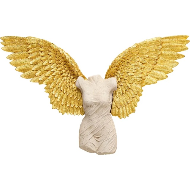 Decoratiune de perete gri/aurie din fibre sintetice 71x124 cm Guardian Angel Female Kare