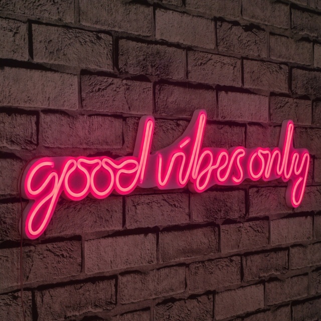 Decoratiune luminoasa de perete roz din plastic Good Vibes The Home Collection