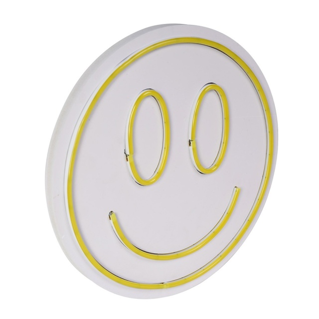 Decoratiune luminoasa galbena din plastic Smiley The Home Collection