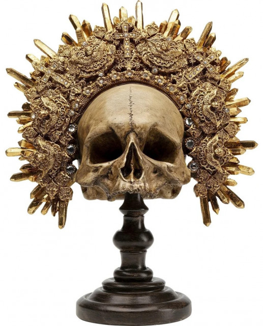 Decoratiune maro/aurie din fibre sintetice 42 cm King Skull Kare