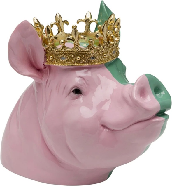 Decoratiune multicolora din fibre sintetice 28 cm Crowned Pig Kare