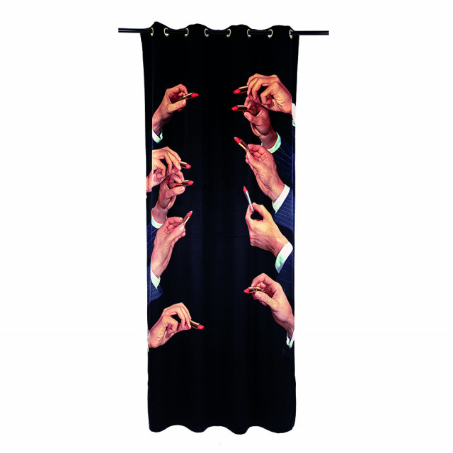 Draperie neagra/multicolora din poliester 140x280 cm Lipstick Seletti