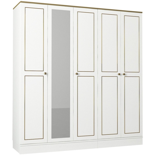 Dulap alb/auriu din lemn 194 cm Ravenna 5 The Home Collection