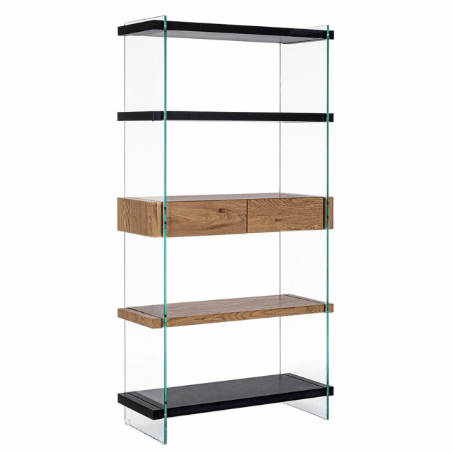 Etajera maro/neagra din sticla 180 cm Line Wood Bizzotto