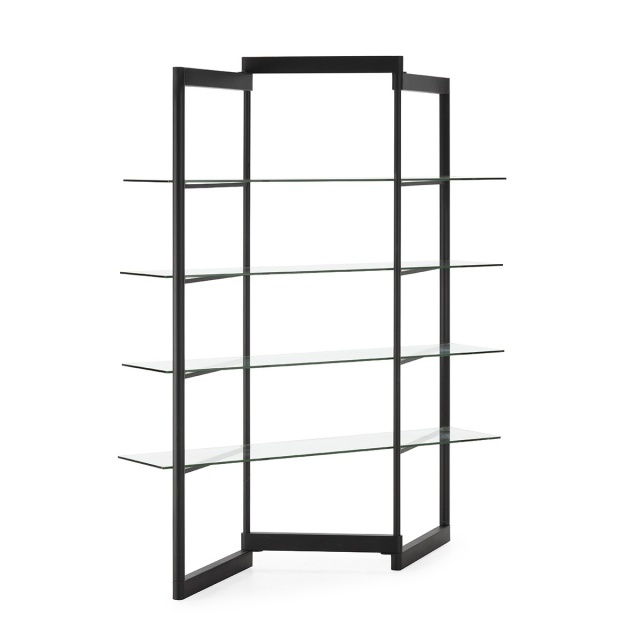 Etajera neagra/transparenta din metal 182 cm Monaco Thai Natura