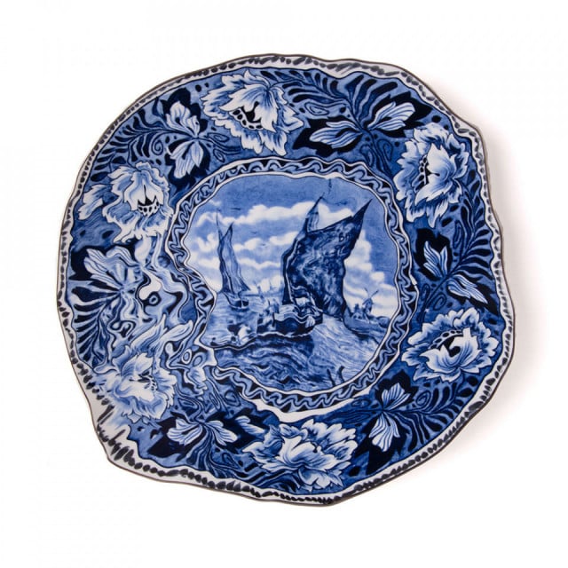 Farfurie intinsa albastra din ceramica 28 cm Classics on Acid - Maastricht Ship Seletti
