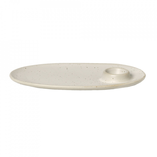Farfurie intinsa cu suport ou din ceramica 14x24 cm Flow Breakfast Ferm Living