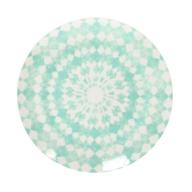 Farfurie pentru desert alba/turcoaz din ceramica 20 cm Spring The Home Collection