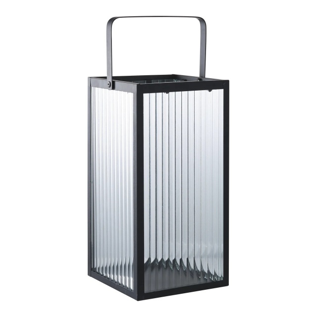 Felinar negru/transparent din sticla 30 cm Almonte House Nordic
