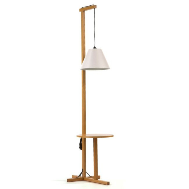 Lampadar cu masa laterala maro/alb din lemn 199 cm Floor Woodman