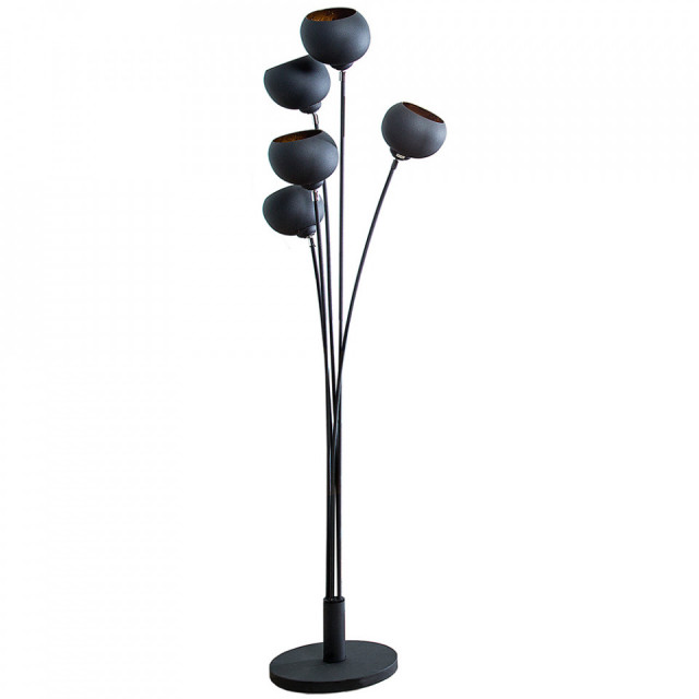 Lampadar negru/auriu din metal cu 5 becuri 170 cm Magma The Home Collection