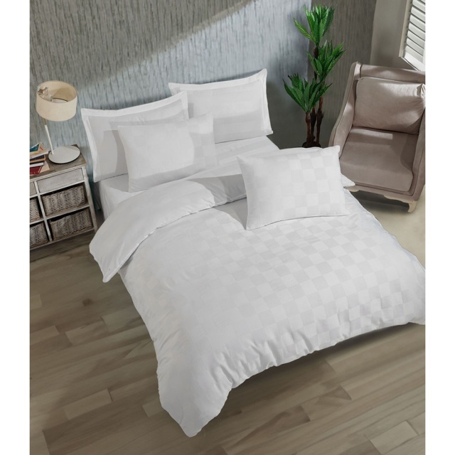 Lenjerie pat alba din bumbac Kareli Saten Double The Home Collection