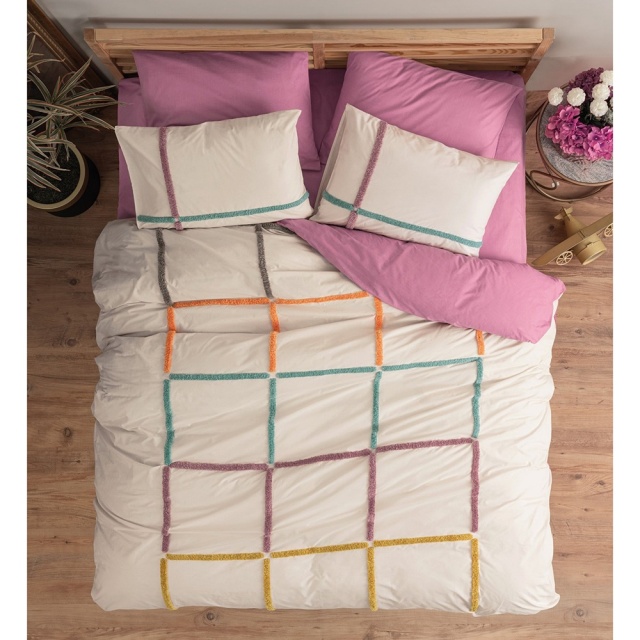 Lenjerie pat multicolora din bumbac Insula Double The Home Collection