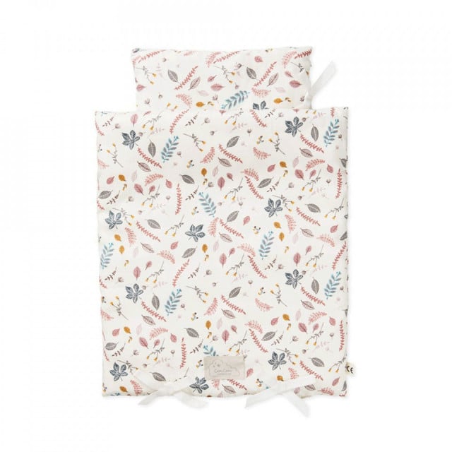 Lenjerie patut pentru papusi multicolora din bumbac 35x45/14x24 cm Pressed Leaves CamCam Copenhagen