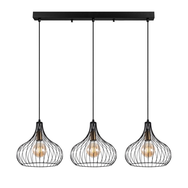 Lustra neagra/aurie din metal cu 3 becuri Teldamla Line The Home Collection