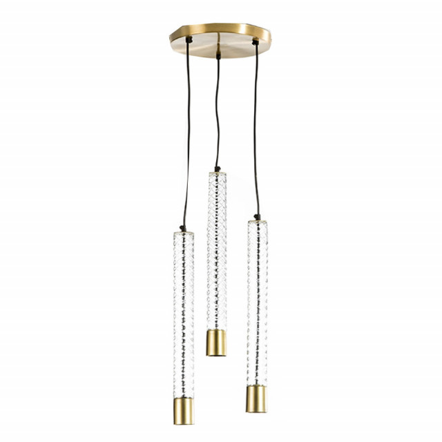 Lustra transparenta/aurie din metal cu 3 becuri Lizzie Thai Natura