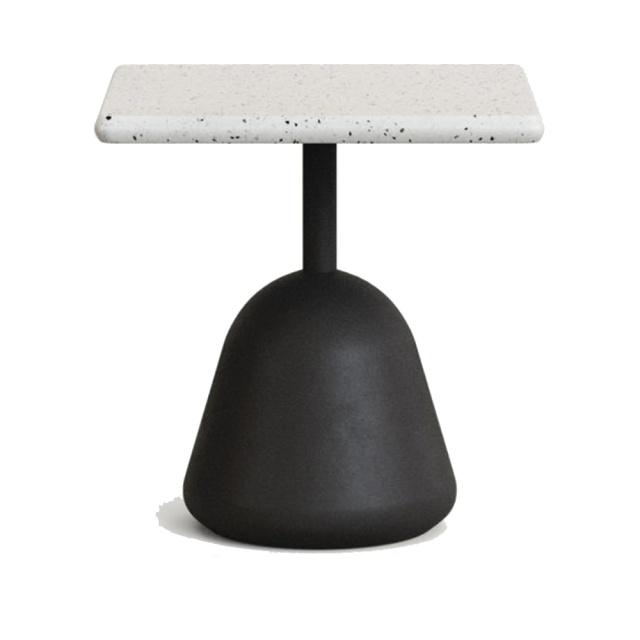Masa cafea exterior alba/neagra din ciment 48x48 cm Saura Kave Home