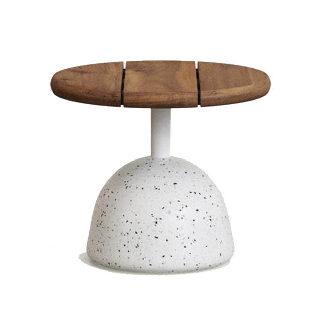 Masa cafea exterior maro/alba din lemn 55 cm Saura Kave Home
