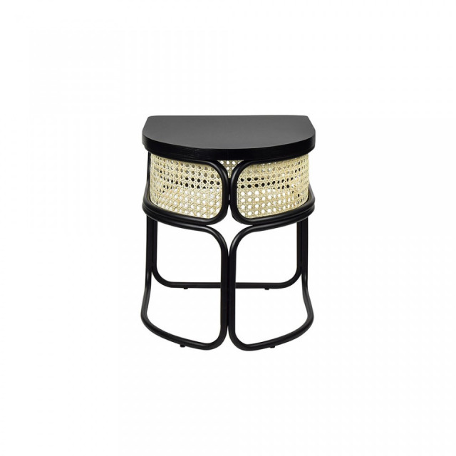 Masa de cafea neagra/crem din otel si lemn 40x50 cm Hoops Rattan Versmissen
