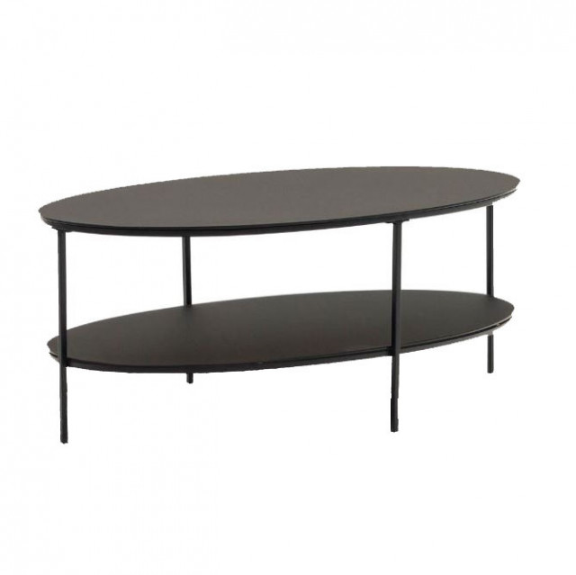 Masa de cafea neagra din sticla si otel 65x110 cm Fideia Kave Home