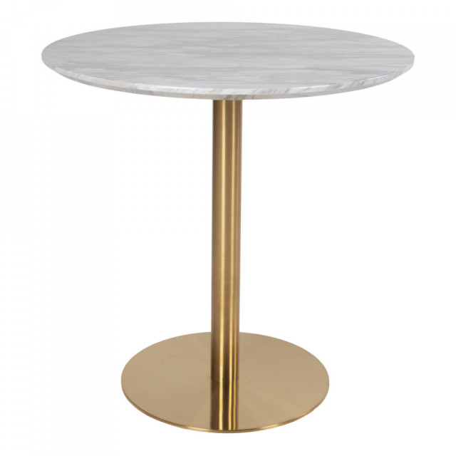 Masa dining alba/aurie din metal 90 cm Bolzano House Nordic