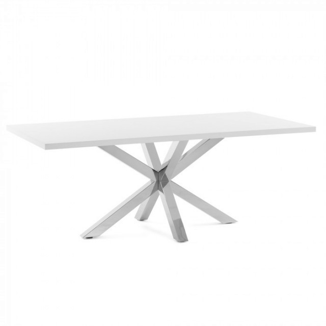 Masa dining alba din lemn si metal 100x180 cm Argo Kave Home