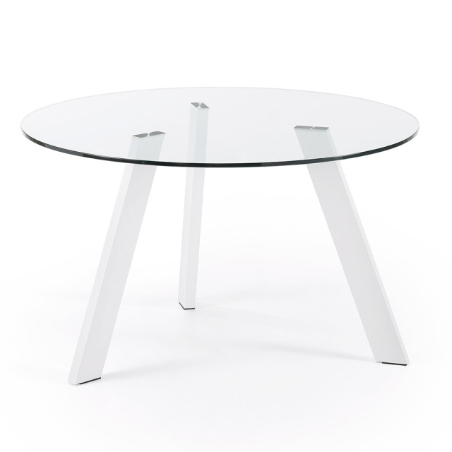 Masa dining alba din metal 130 cm Carib Kave Home