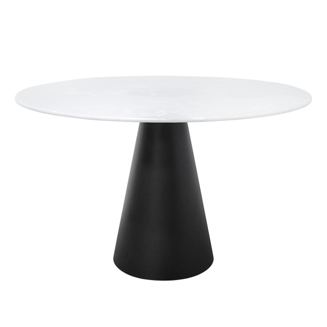 Masa dining alba/neagra din metal 120 cm Cone Versmissen