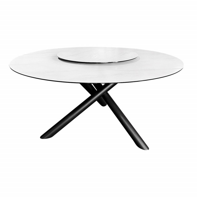 Masa dining alba/neagra din metal 150 cm Spin The Home Collection