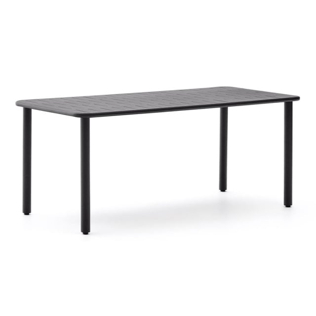 Masa dining exterior gri inchis din metal 90x180 cm Brai Kave Home