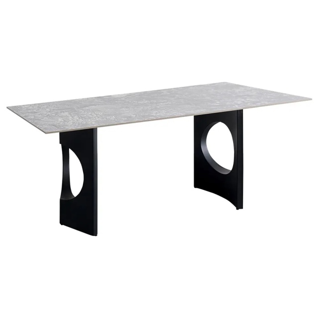 Masa dining gri/neagra din metal 90x180 cm Bilbao Oho Kare