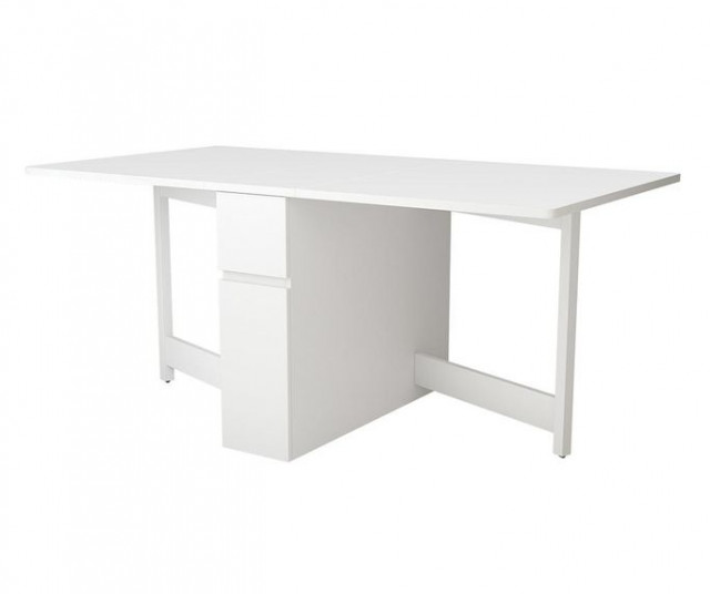Masa extensibila alba din lemn Kungla 90x170 cm Drop-Leaf Woodman